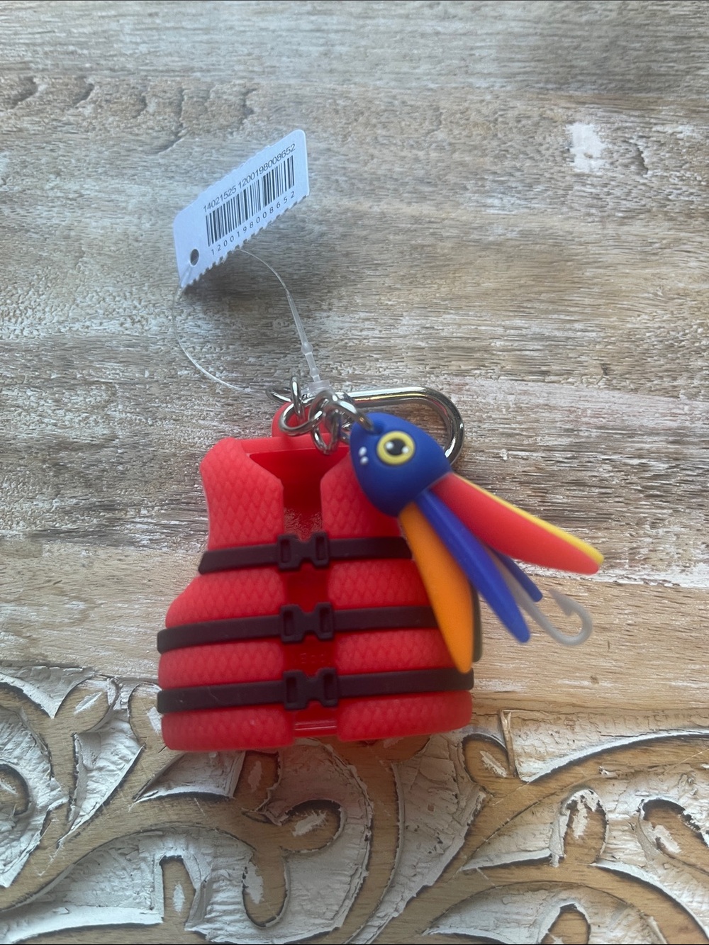 Bath & Body Works Red Life Vest Keychain with Colorful Octopus Charm